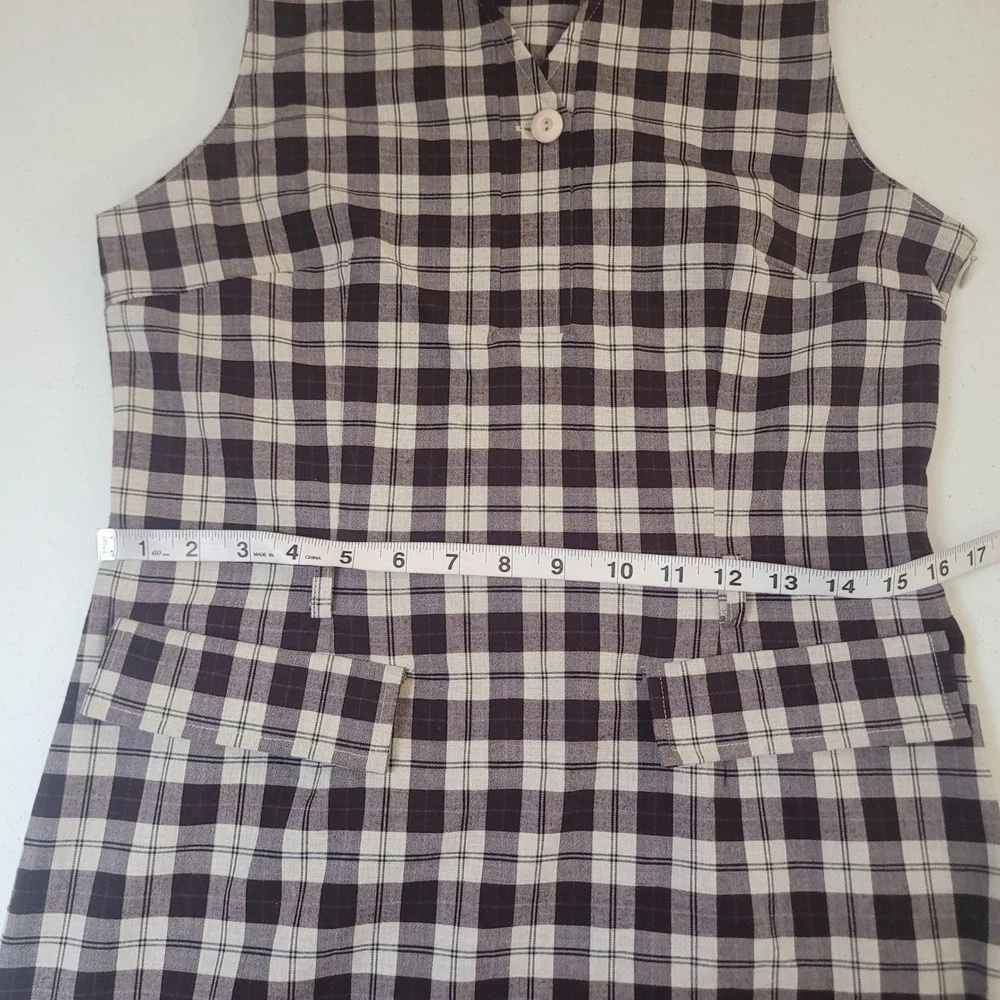 American Eagle 6 Plaid Shift Dress Womens Black White Sleeveless 90s Y2K Vintage